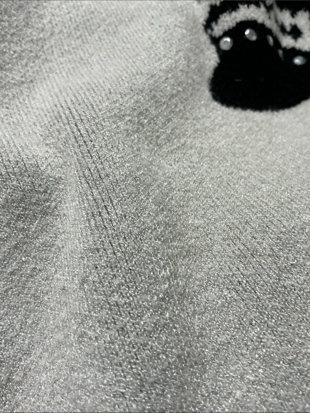 Nikka K Women's Light Gray Skull Skeleton Crewneck Sweater - Picture 5 of 8
